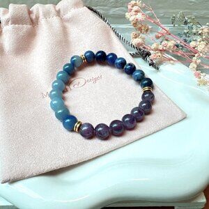 8mm Blue Aventurine, Sodalite, and Amethyst Stretch Bracelet